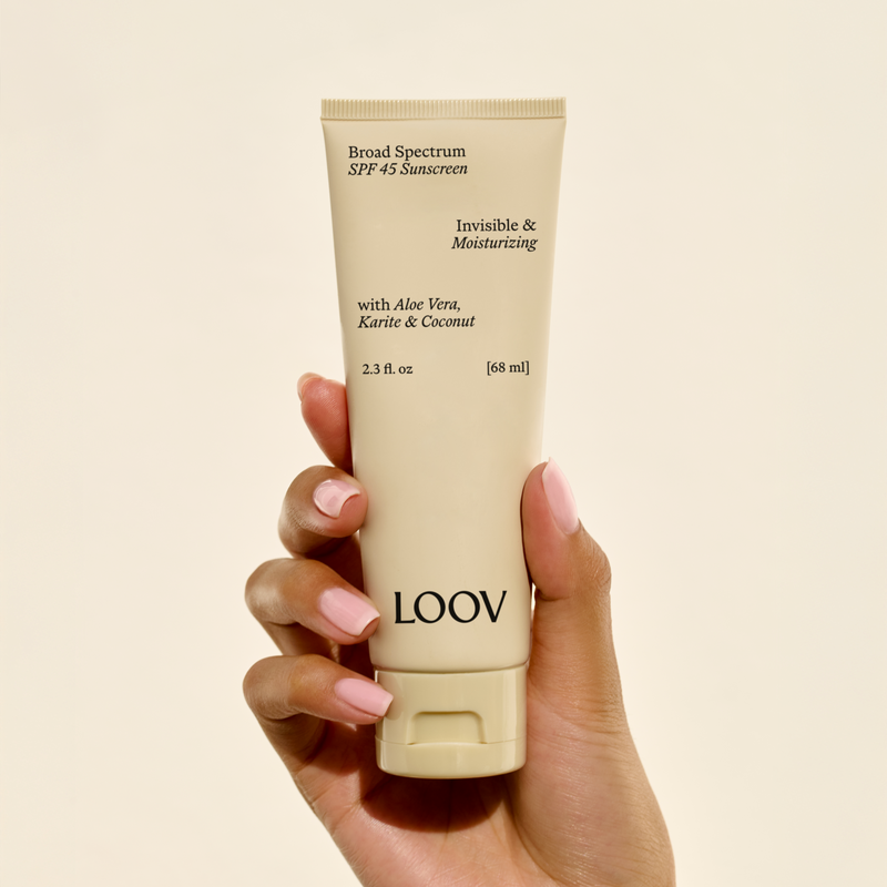 LOOV Shield invisible sunscreen SPF 45 tube, fragrance-free broad-spectrum